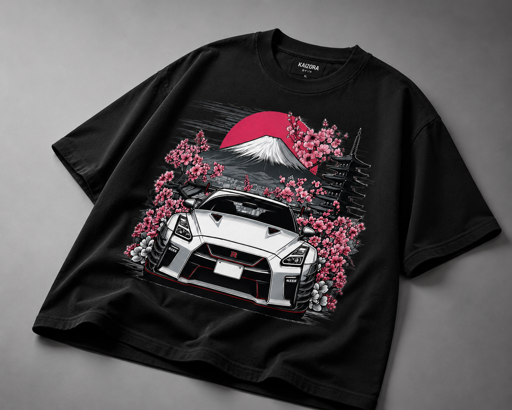 Sakura Velocity Oversized T-Shirt | Japanese Streetwear | Kaizor